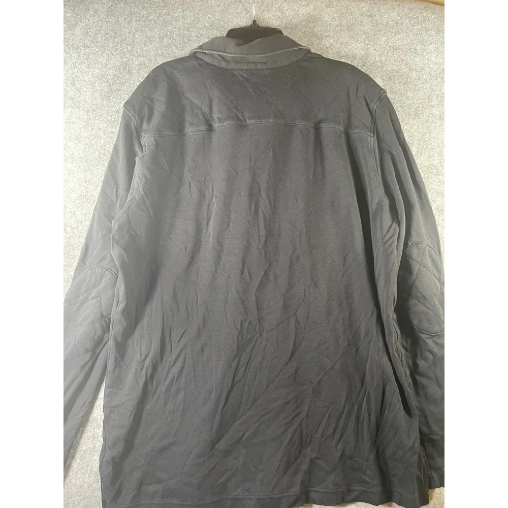 Banana Republic Luxury Touch Mens XL Tall Long Sleeve Polo Black Grey‎ Striped